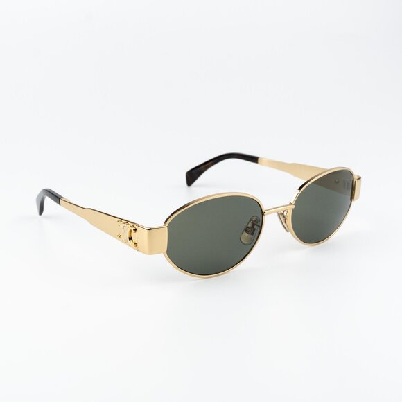 Celine TRIOMPHE Men Sunglasses Gold Green Oval CL40235U 30N NEW AUTHENTIC - Picture 4 of 15